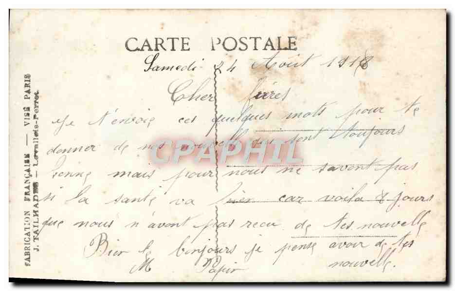 CPA Fantaisie Homme Soldat — Verso