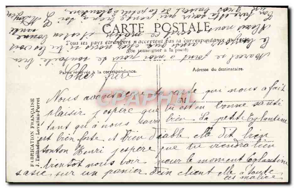 CPA Fantaisie Soldat Croix Rouge Infirmiere Enfants Coeur De Francaise Militaria — Verso