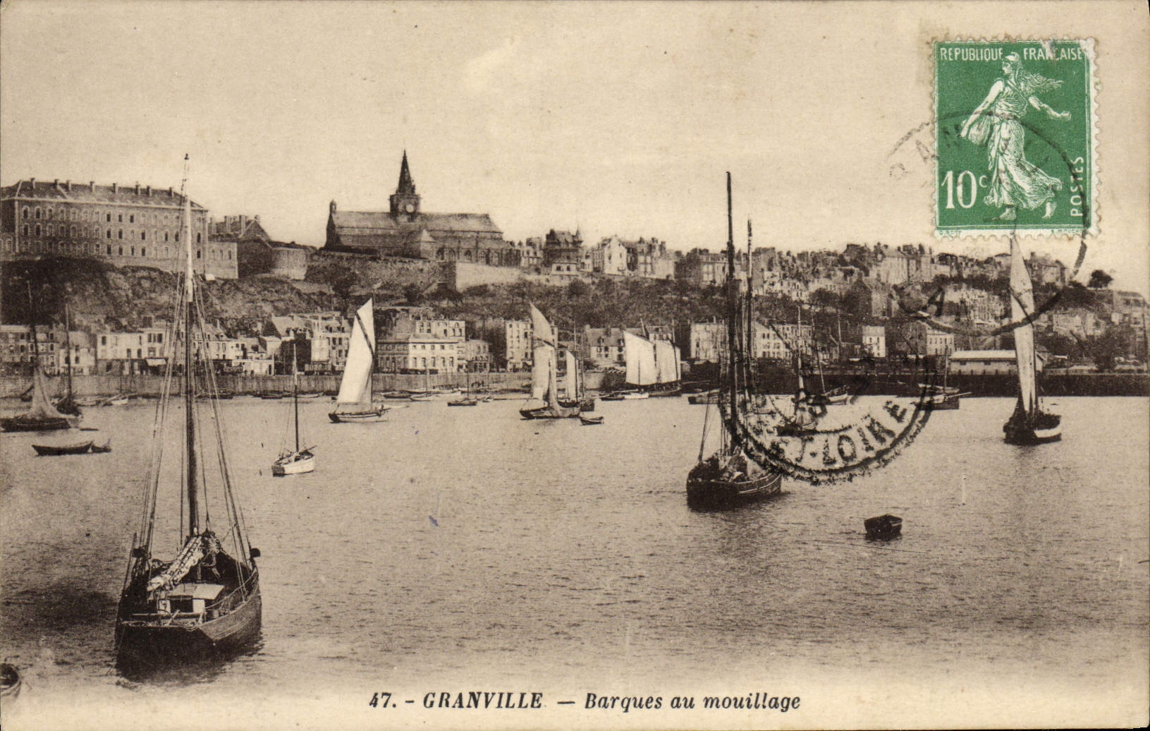 Granville — Barques au mouillage — Édition E. Lecot, Granville, n°47