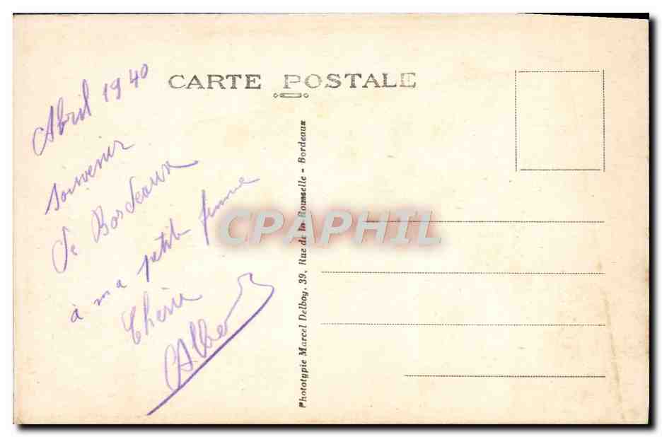 CPA Bordeaux La Rade Bateaux — Rückseite
