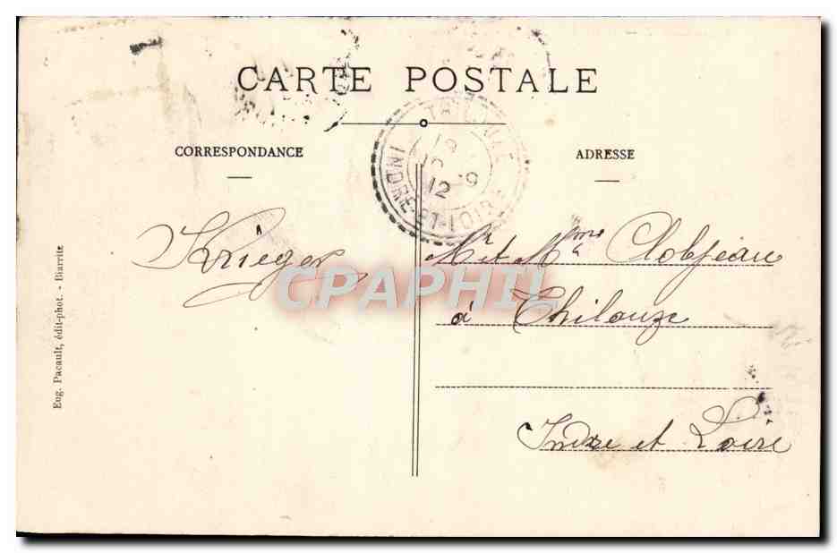 CPA Biarritz Hotel d'Angleterre Residence du Roi des Relges — Verso