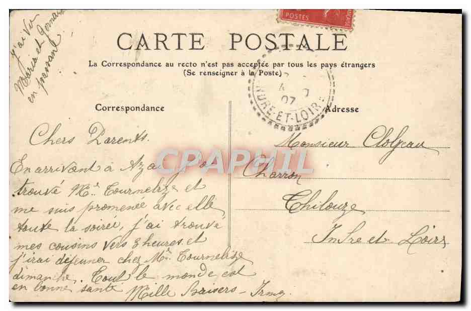 Le Château vu de face — Ussé, Indre-et-Loire — éditeur non identifié, n° de série 182 — Verso