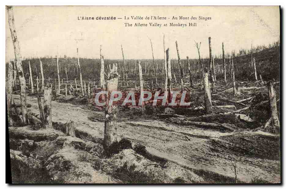 L'Aisne dévastée — La Vallée de l'Ailette — Au Mont des Singes — B. Nourgalde & H. Laurent, éditeurs