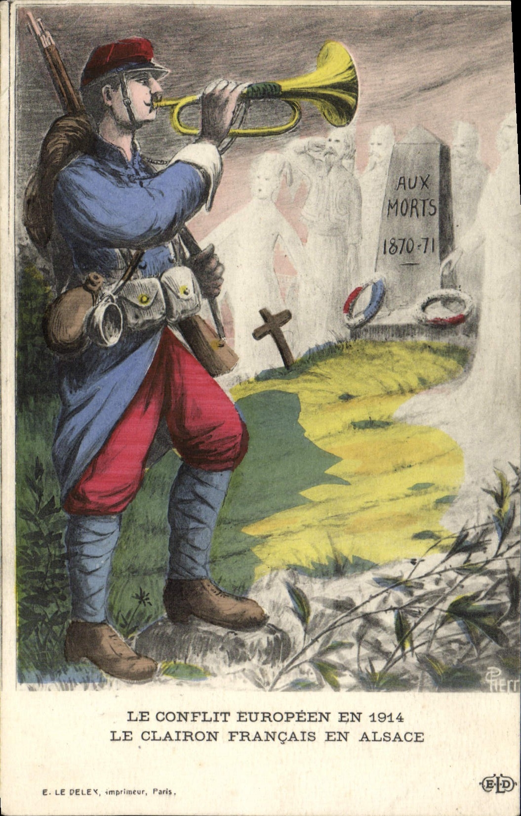 CPA Le conflit europeen en 1914 Le clairon francais en Alsace Militaria 