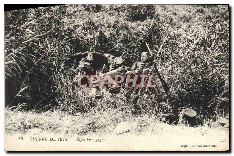 CPA Guerre De 1914 Repos bien gagne Militaria 