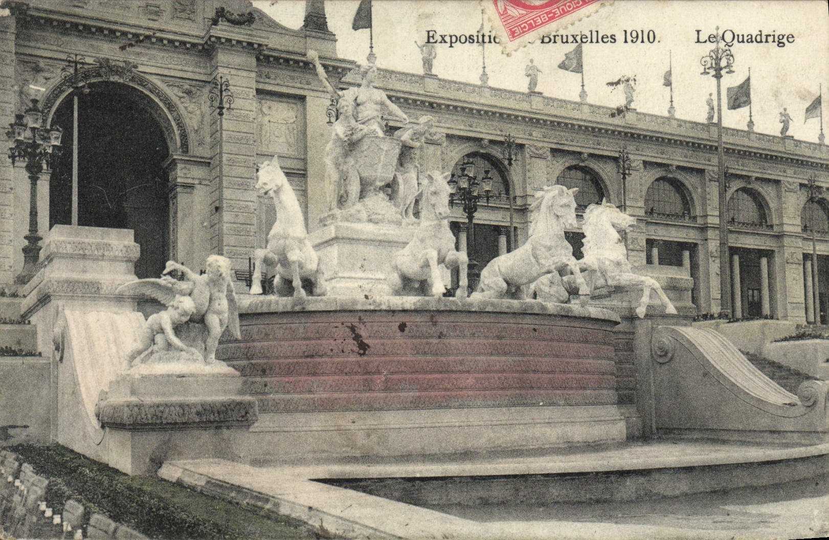 CPA Exposition Universelle Bruxelles 1910 Le Quadrige Chevaux