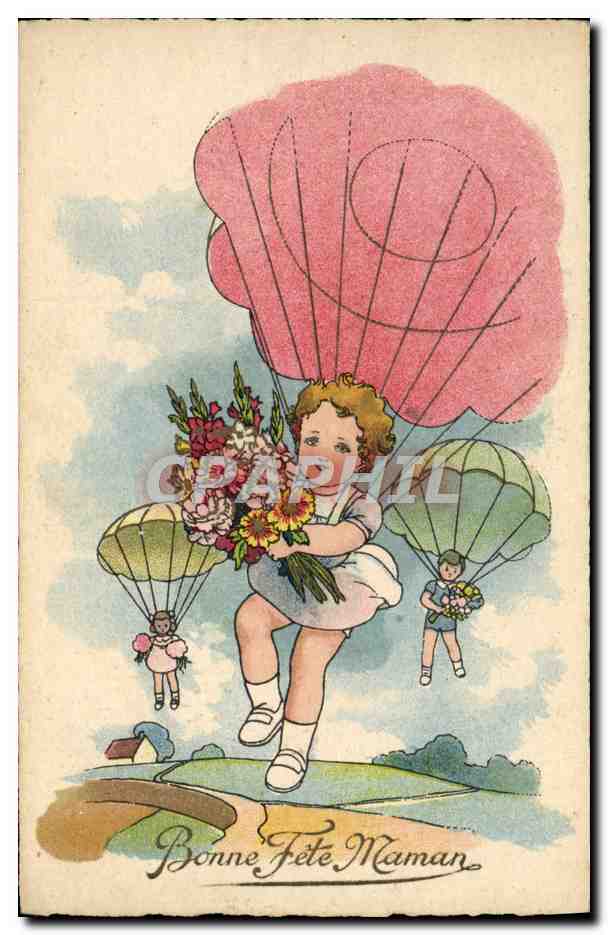 CPA Bonne Fete Mamam Parachute 