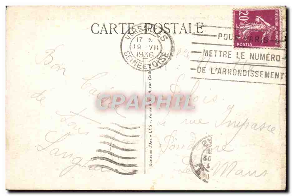 CPA Versailles Terrasses du Chateau  — Verso
