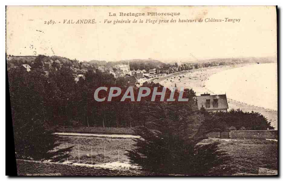 La Bretagne Pittoresque — Vue générale de la plage prise des hauteurs de Château-Tanguy — VAL-ANDRÉ, n° 2489