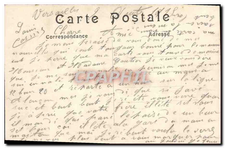 CPA Versailles Bassin de Neptune et l'Allee d'eau — Verso
