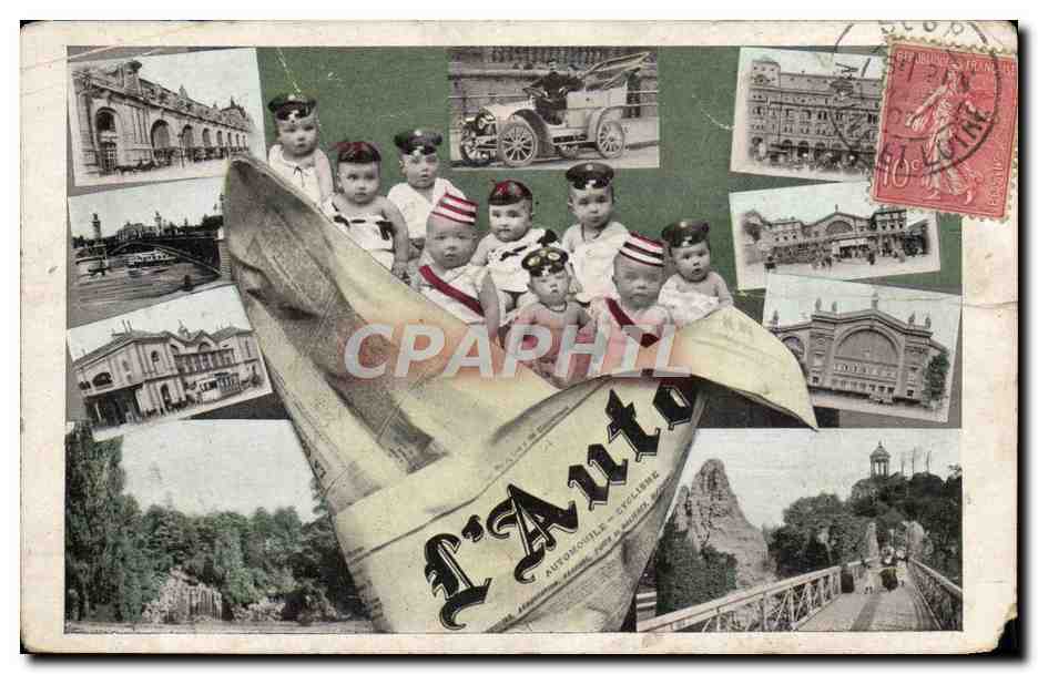 CPA Fantaisie Enfants Bebes L'auto Automobile Paris