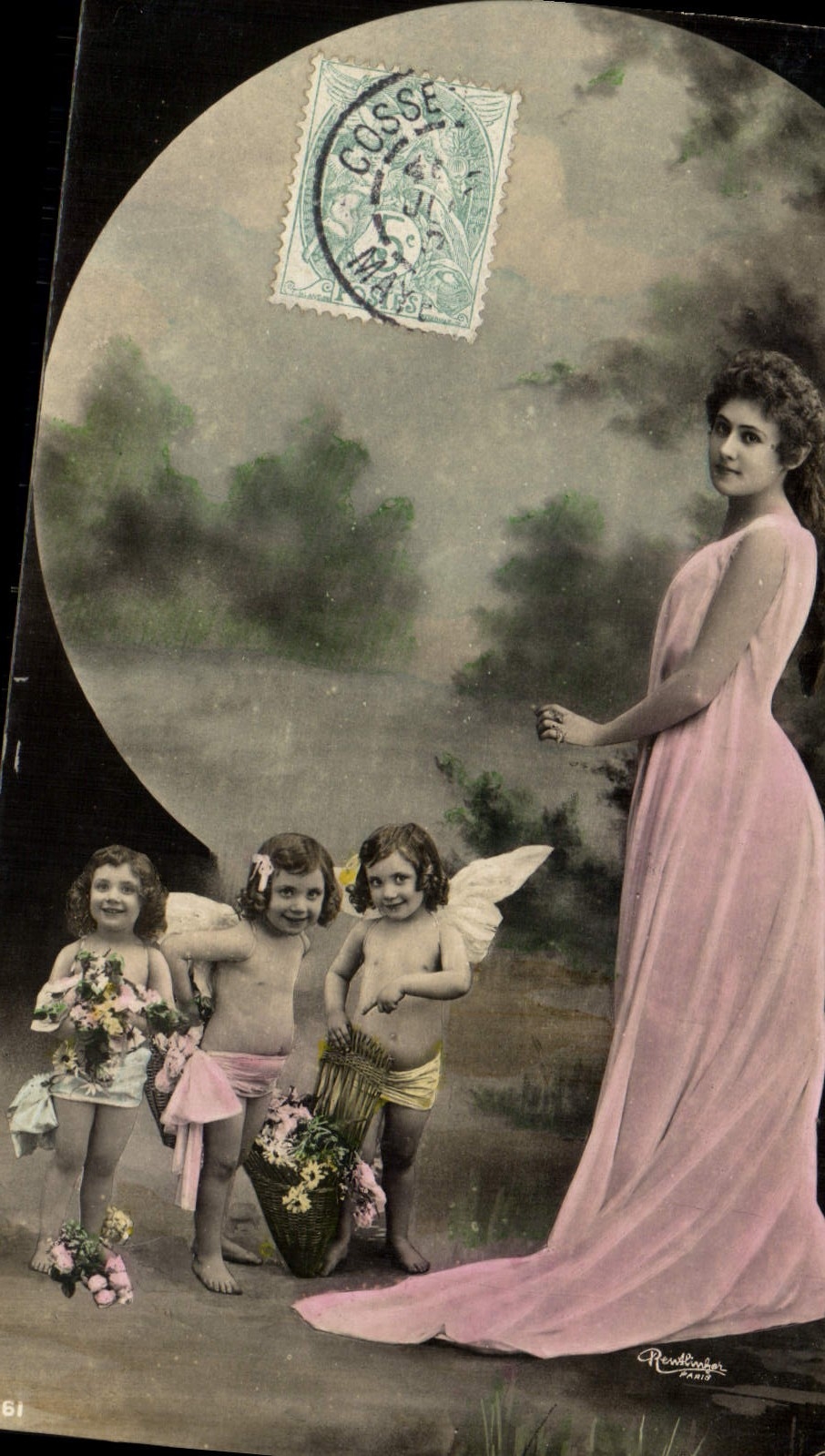 CPA Fantaisie Femme Enfants Anges 