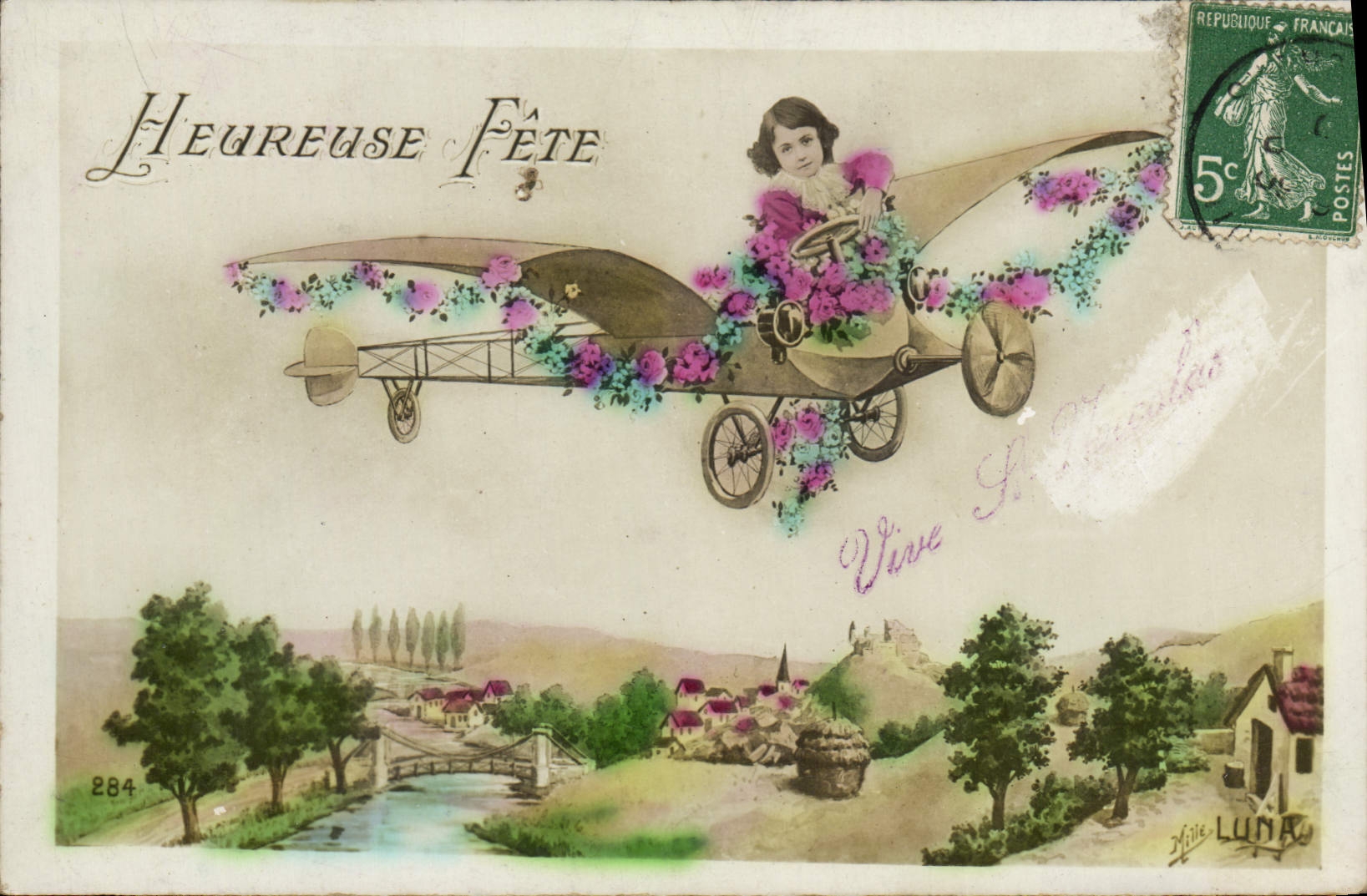 CPA Fantaisie Enfant Avion 