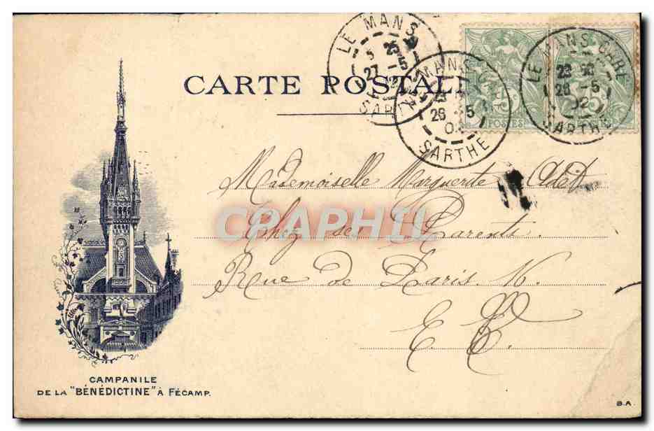 CPA Paris Pantheon Campanile La Benedictine Fecamp — Rückseite