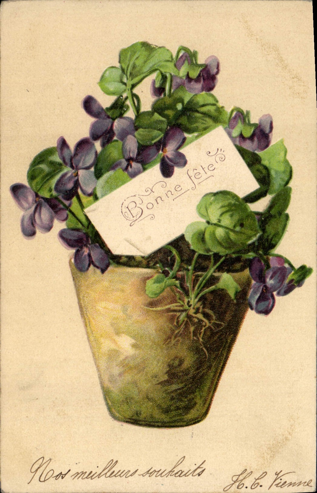 CPA Fantaisie Fleurs Bonne Fete