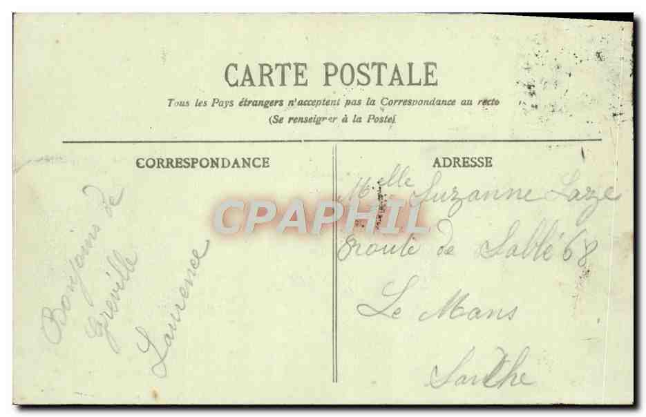 CPA Environs de Cherbourg Greville Les Falaises Moutons  — Rückseite