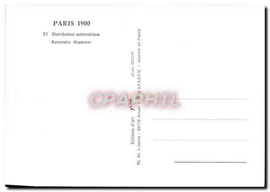 REPRO Paris 1900 Distributeur automatique  — Rückseite