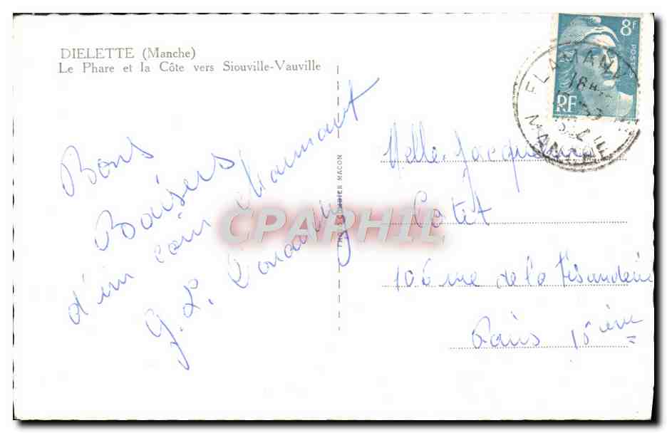 CPM Dielette Le Phare et la Cote Vers Siouville Vauville  — Rückseite