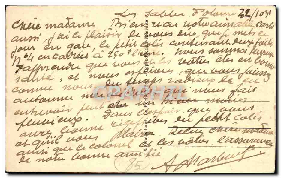 CPA St Vincent sur Jard Cuisine Salle a manger de Mr Georges Clemenceau — Rückseite