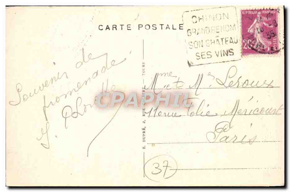 CPA Chinon Le Pont Sur la Vienne et la Chateau — Rückseite