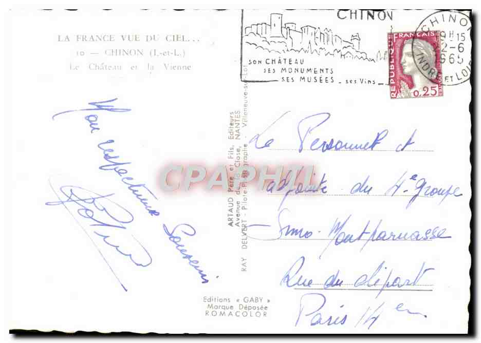 CPM Chinon Le chateau et la Vienne  — Rückseite