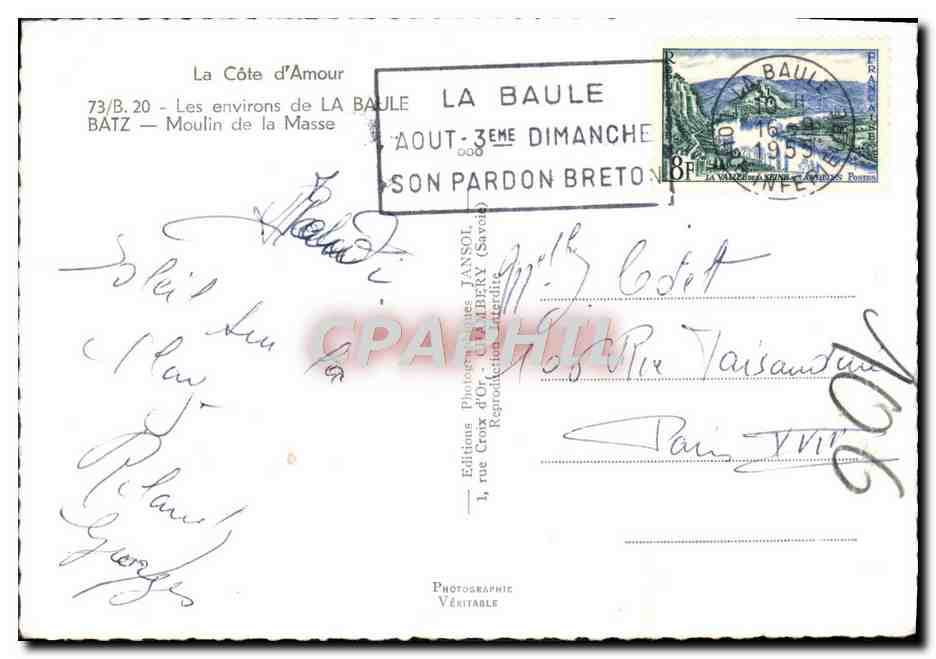 CPM La Baule Batz Moulin de la Masse — Rückseite