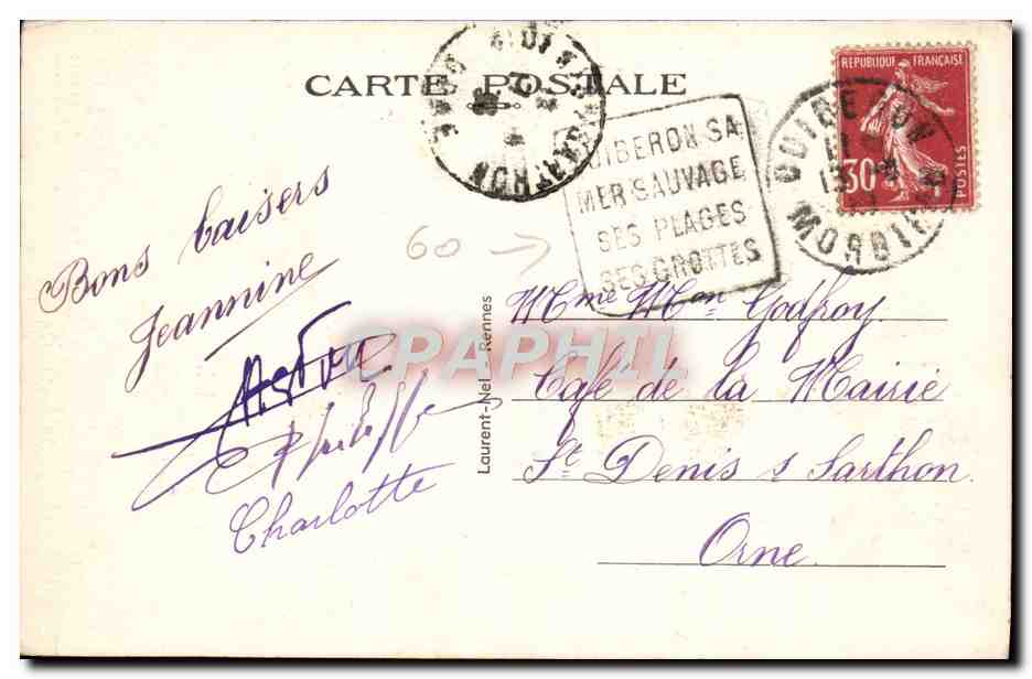 Quiberon — Un coin de la Plage — HOTEL PENTHIEVRE — Reverso