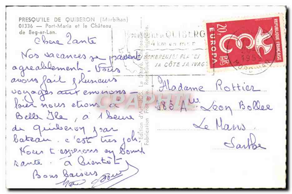 CPM Presqu'ile de Quiberon Port Maria et le chateau de Berg ar Lan  — Rückseite