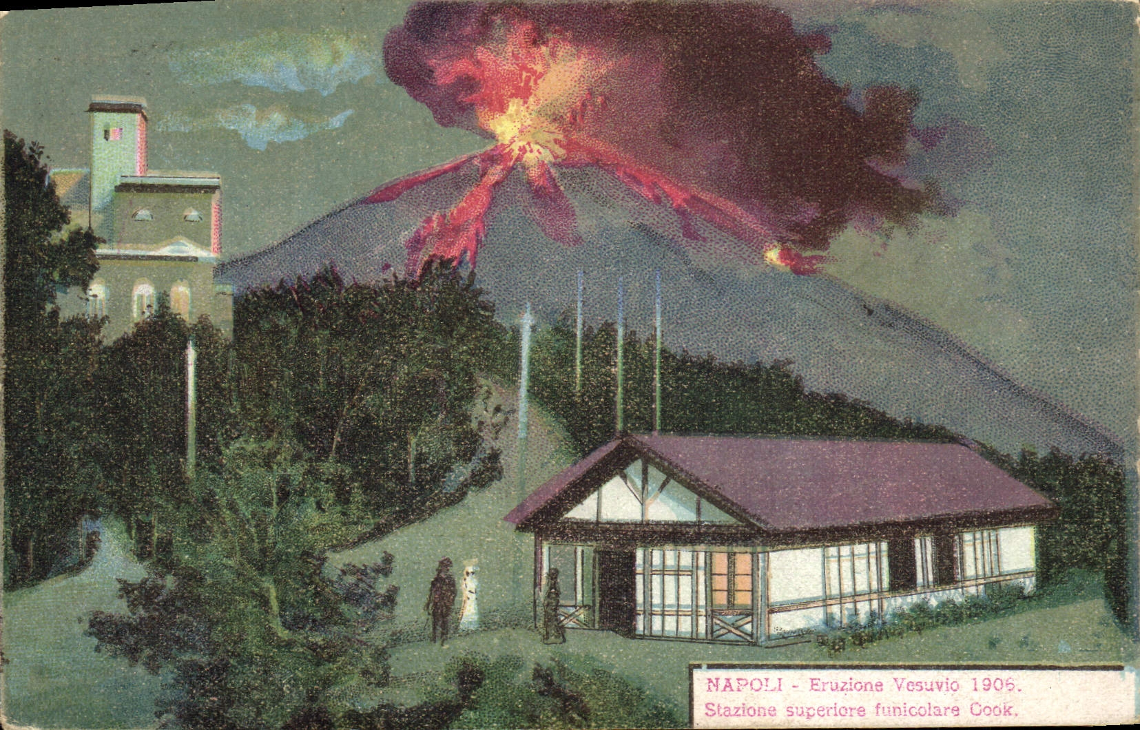 CPA Napoli Eruzione Vesuvio 1905 Volcan 
