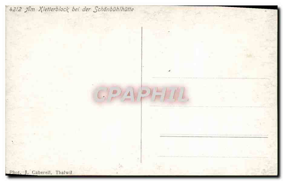 CPA Am Kletterblock bei der Schonbuhlhutte — Rückseite