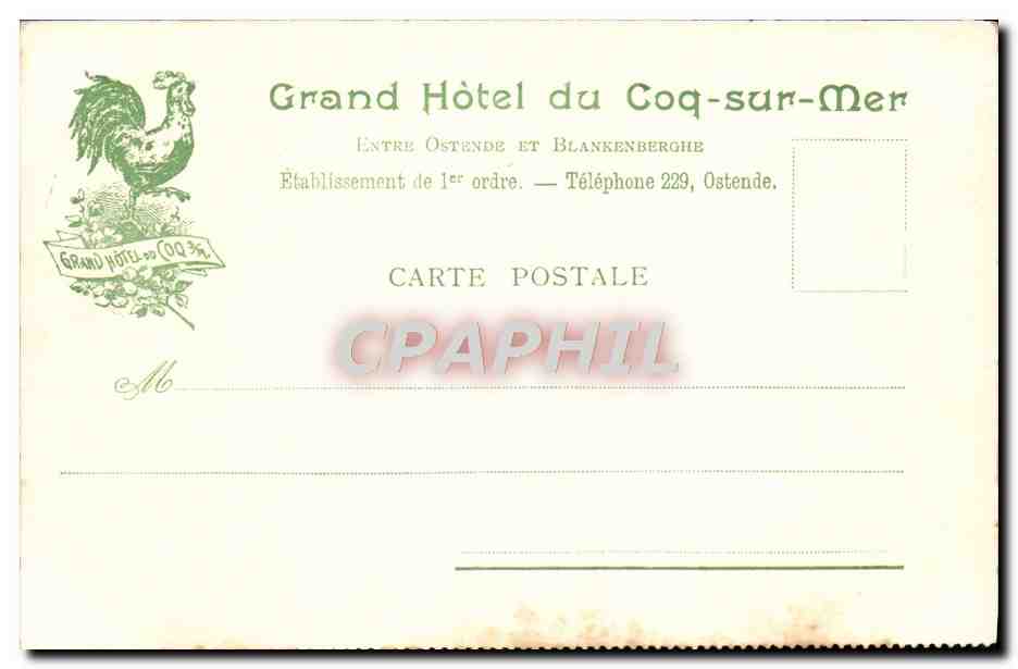 Grand Hôtel du Coq-sur-Mer — Ostende — éditeur inconnu, n° de série non visible — Reverso