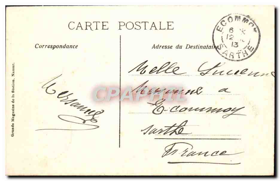 CPA Namur La Vallee de la Sambre — Rückseite