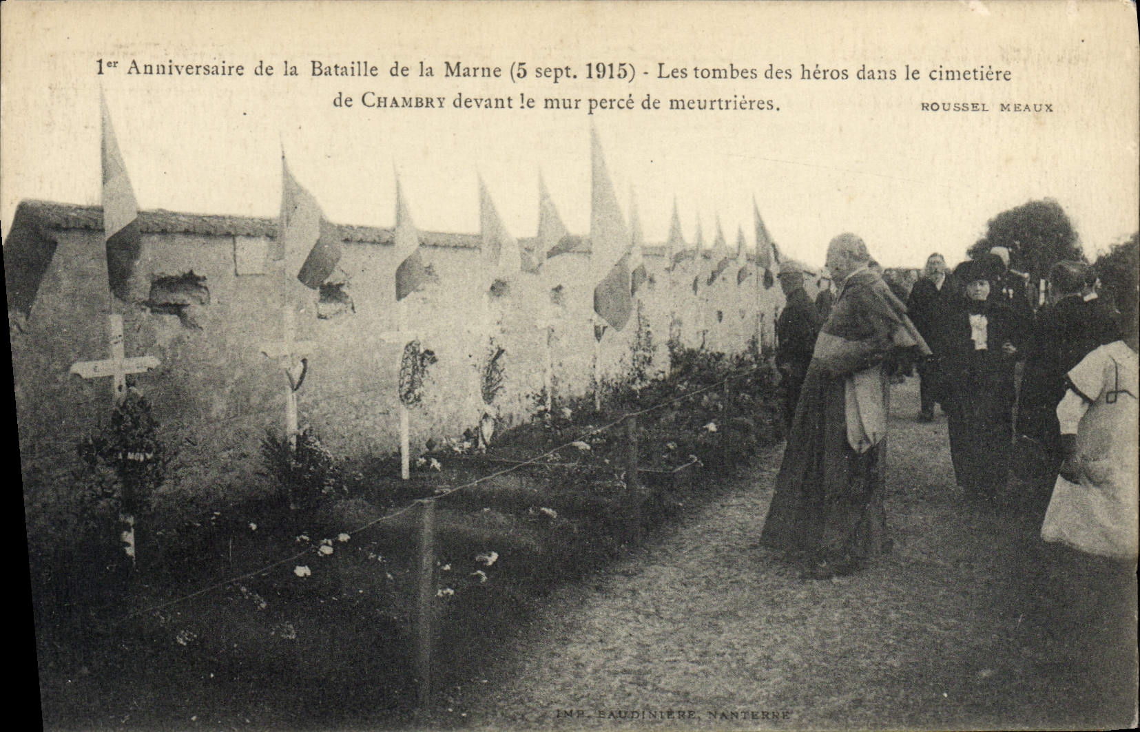 Cimetière de Chambry — 1er Anniversaire de la Bataille de la Marne (5 sept. 1915) — éditeur Roussel Meaux