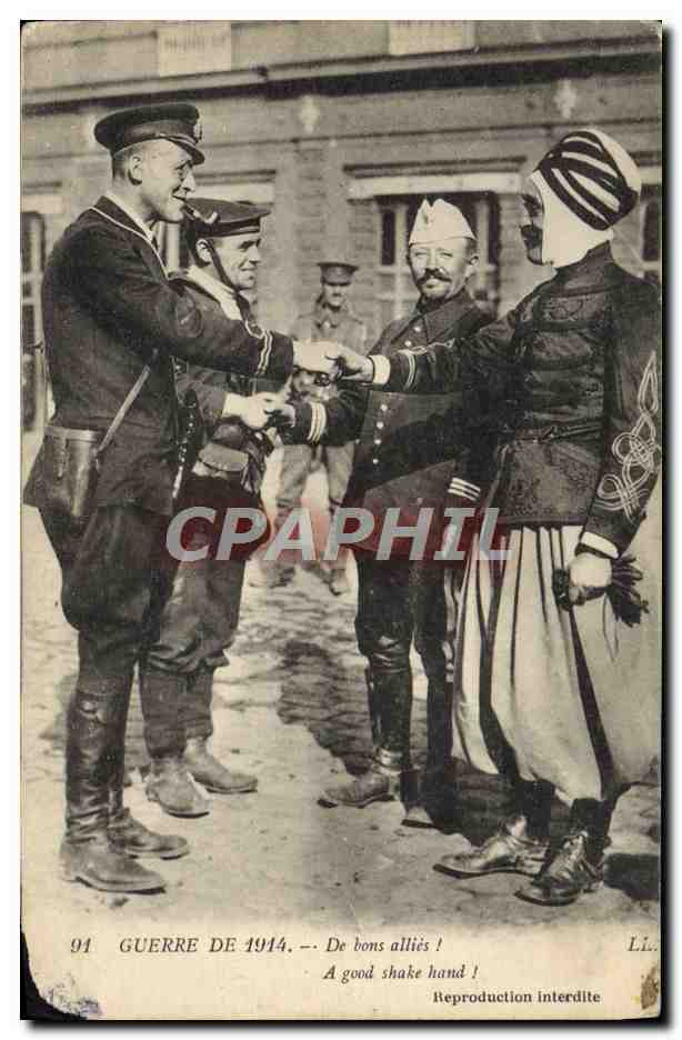 CPA Guerre de 1914 De bons allies Militaria 