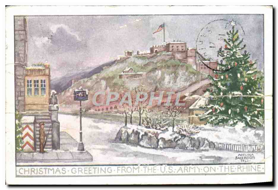 CPA Christmas Greeting from the US army on the Rhine 