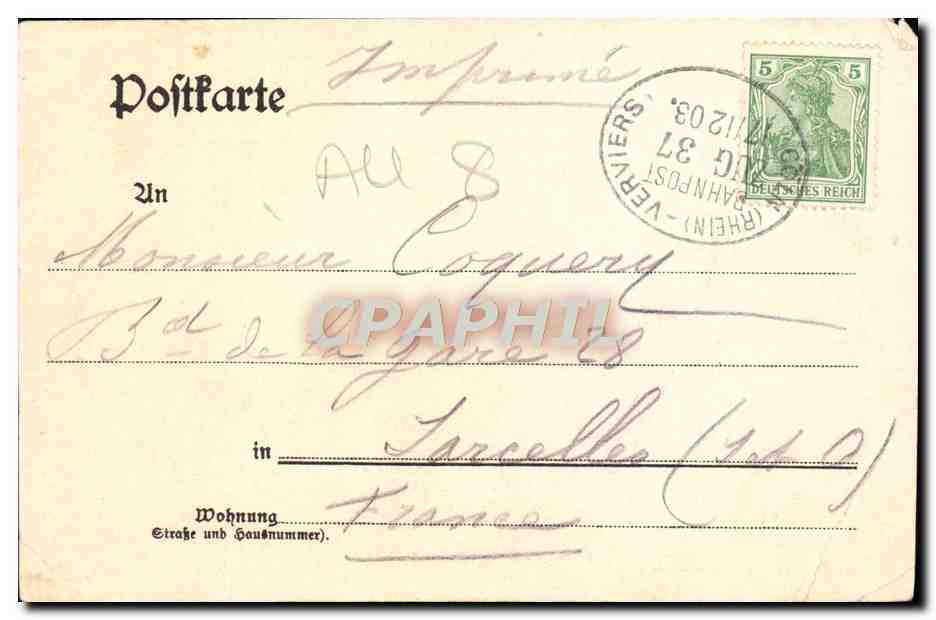 CPA Gruss aus Aachen Friedrich Wilhelm Platz — Rückseite