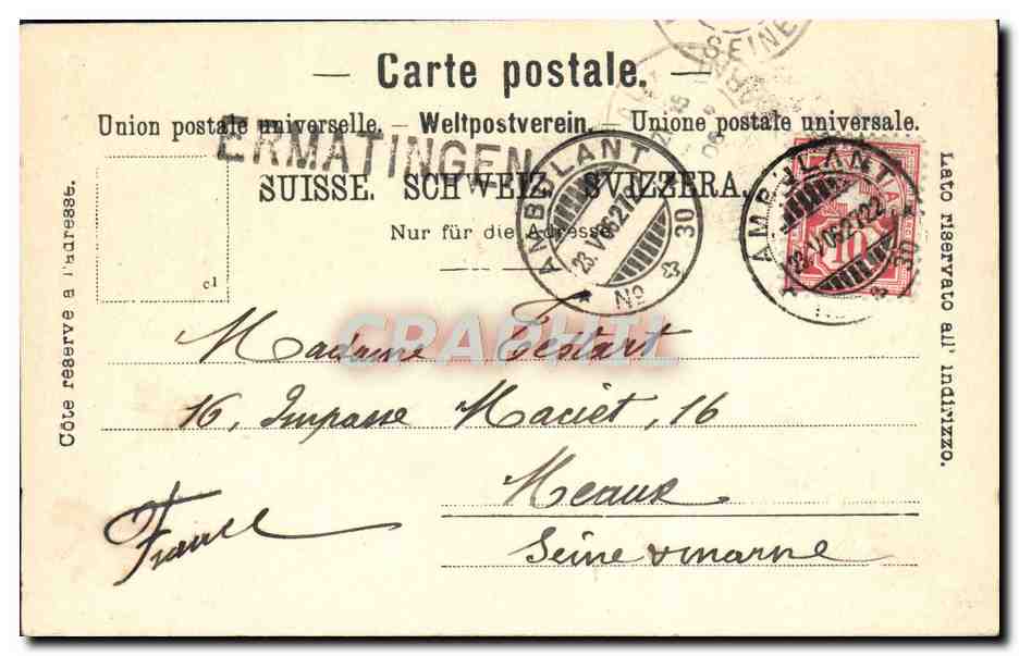 CPA Gruss aus Eglisau — Rückseite