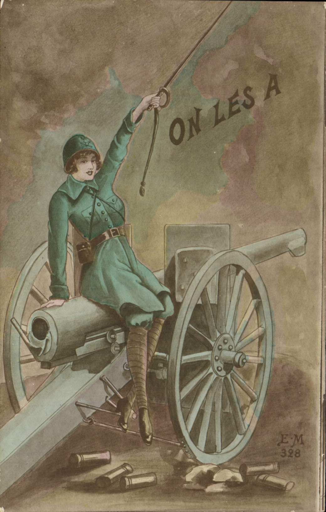 CPA Les Fetes De La Victoire Paris Femme Militaria Canon 