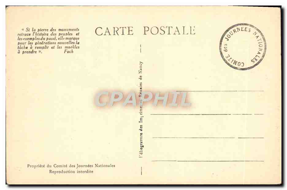 CPA Journees Nationales de Juillet 1929 Lorette Douaumont Dormans Vieil Armand Militaria  — Rückseite