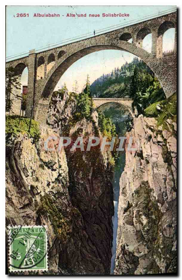 CPA Albulabahn Alte und Neue Solisbrucke