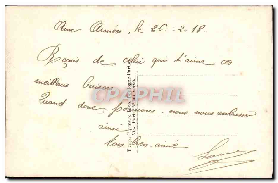 CPA Aimons Nous Sans Souci Femme Soldat Militaria  — Verso