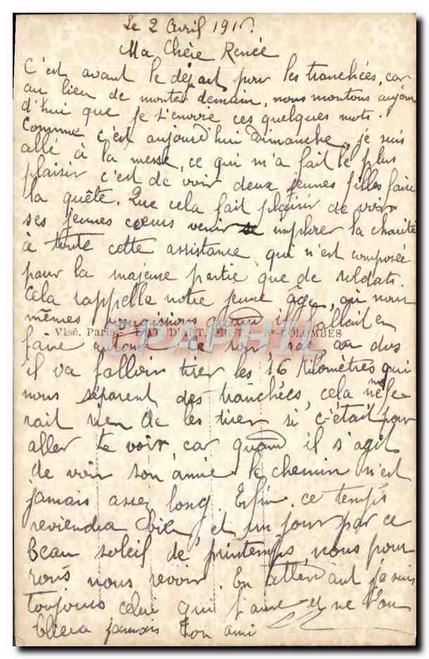 CPA Fantaisie Femme Fleur Soldat Militaria Araignee — Verso