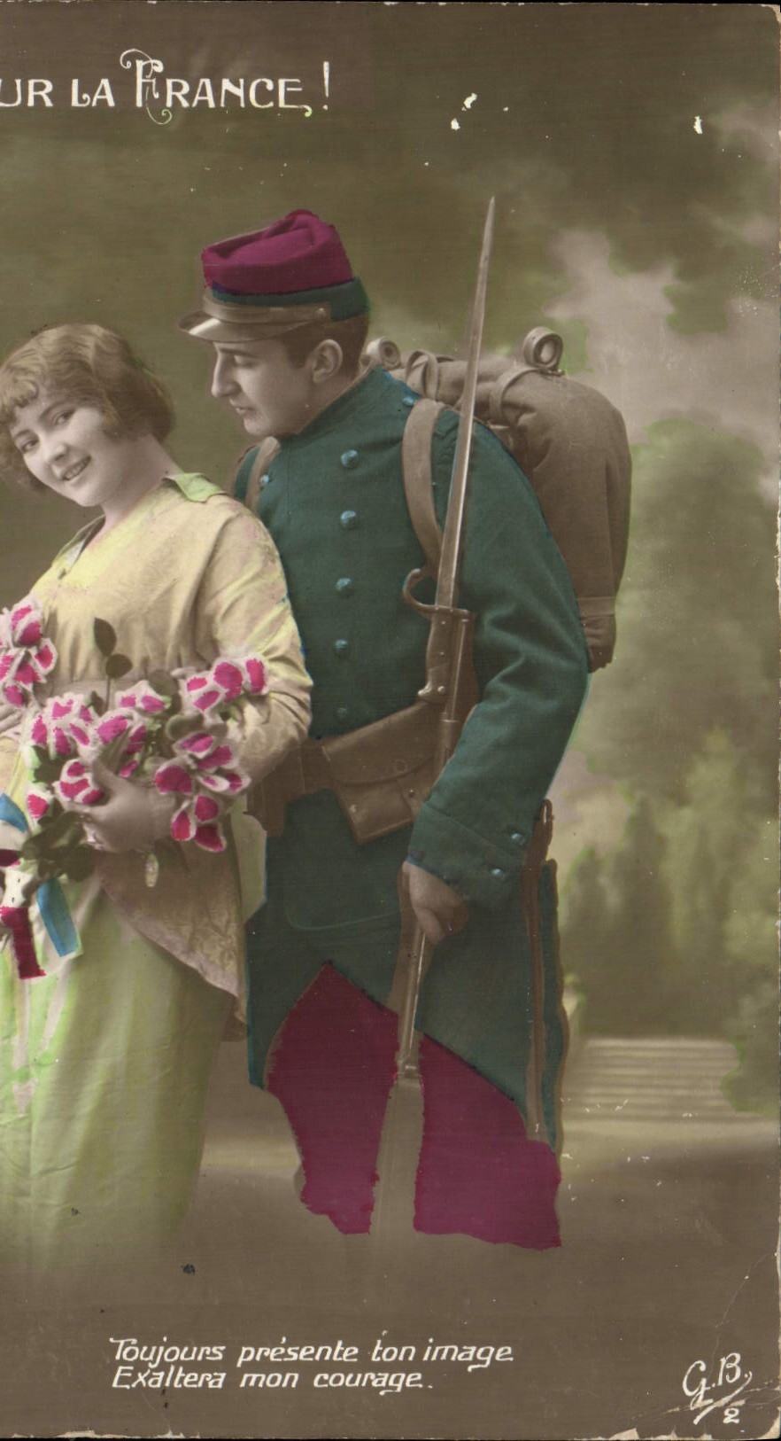 CPA Fantaisie Femme Pour La France Militaria