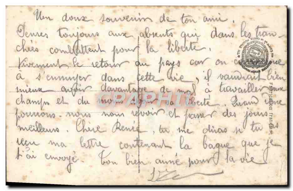 CPA Fantaisie Femme Pour La France Militaria — Back