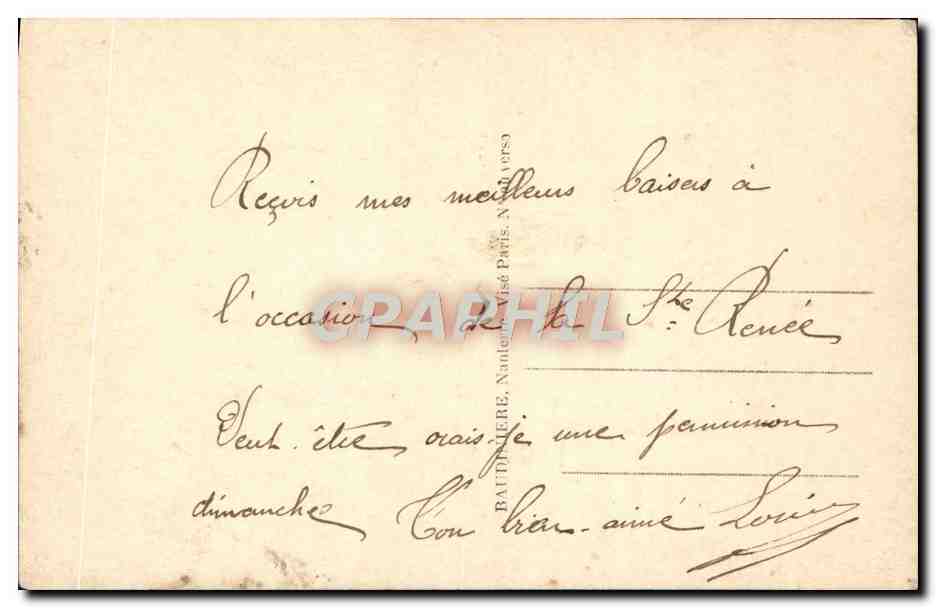 Soldat et femme en robe rose — carte de vœux — 'La Pensée' n°113 — Back