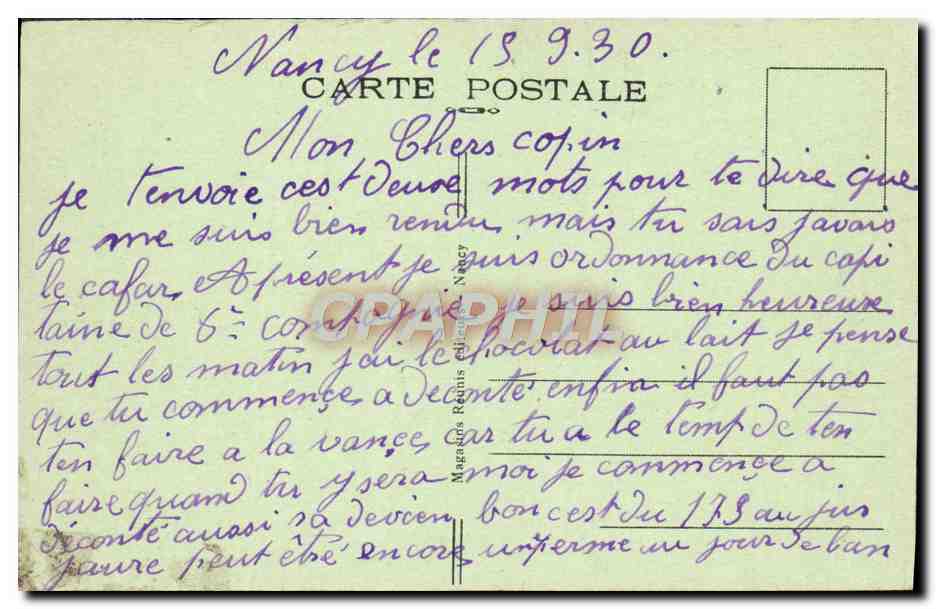 CPA Nancy Le Porte Desilles et la Rue de Metz — Rückseite