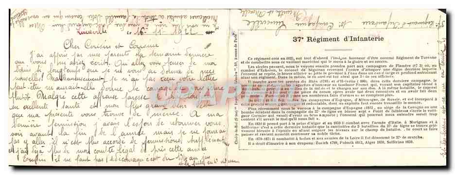 Carte lettre Nancy 37eme regiment d'infanterie La critique Au fond le mess des officiers Corvee des pommes de terre — Rückseite
