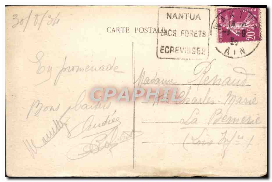 CPA Nantua Pont des Pierres — Rückseite