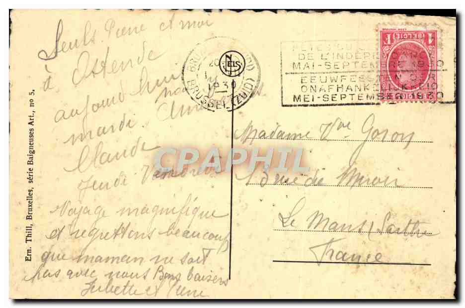 Ostende — Grands et Petits prennent leurs ébats — Éditeur Neis, série Art. n°5 — Verso