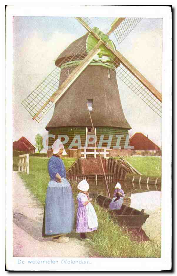 CPA De Watermoten Volendam Folklore Moulin a vent